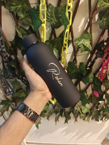 Engraved black multicolor flask
