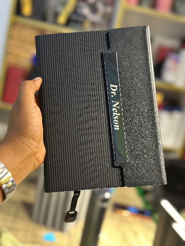 Black lines leather notebook